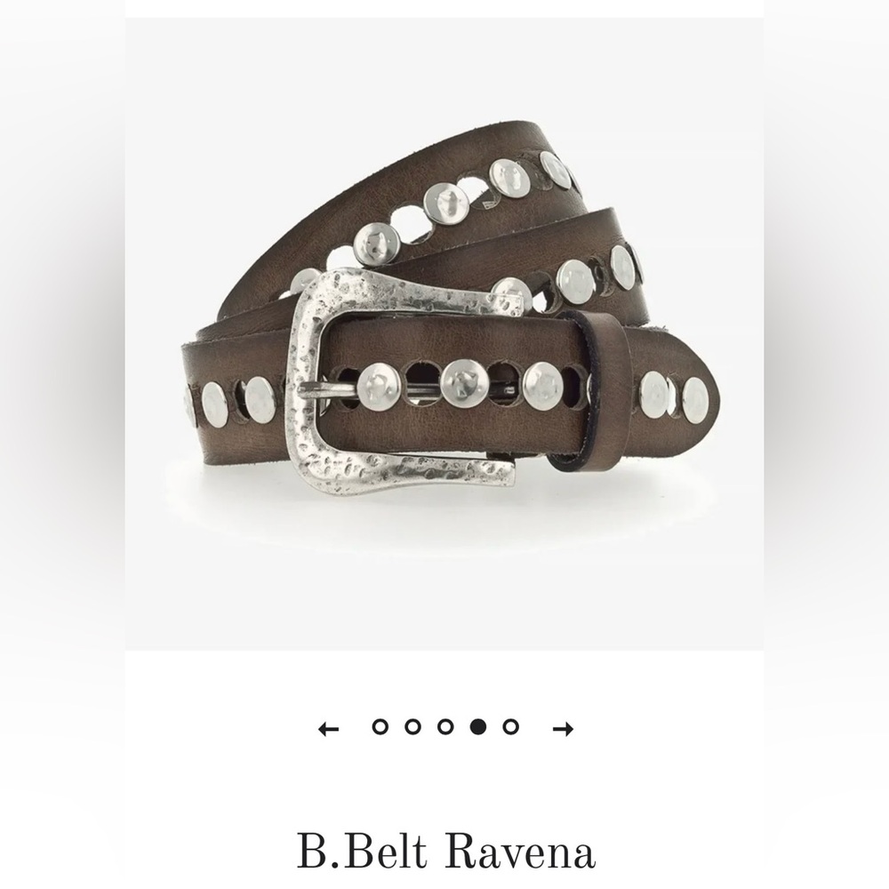 NWT Studded B Belt Ravena leather belt (85 cm size Small) brown silver
